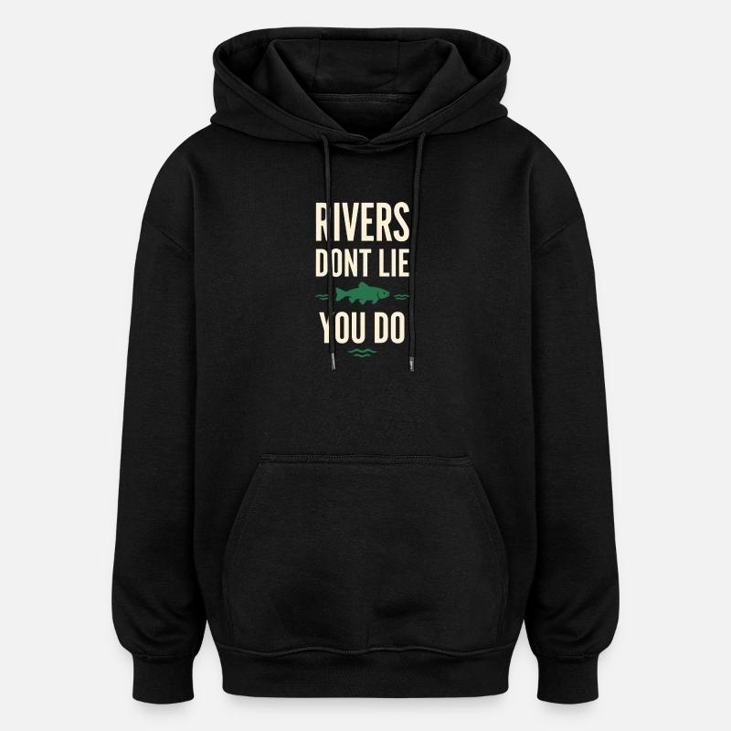 Fliegenfischen In Nordgewässern – - Oversized Unisex Hoodie - Schwarz