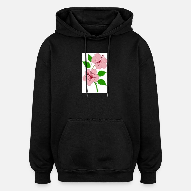 hibiscus - Oversized Unisex Hoodie - black