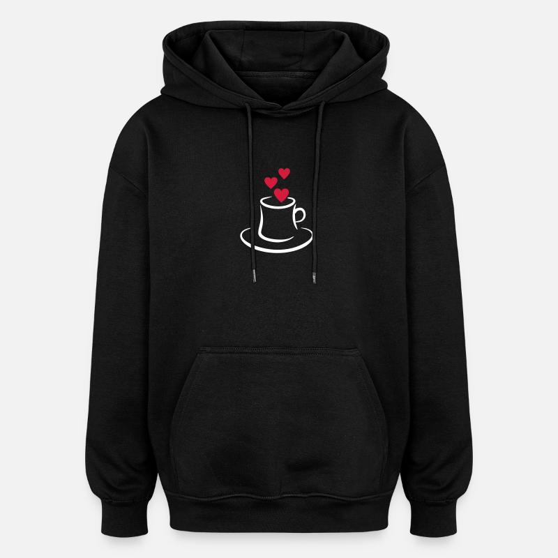café - Sweat à capuche oversize unisexe - noir