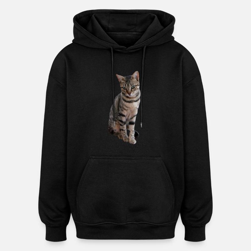 chat, chaton - Sweat à capuche oversize unisexe - noir
