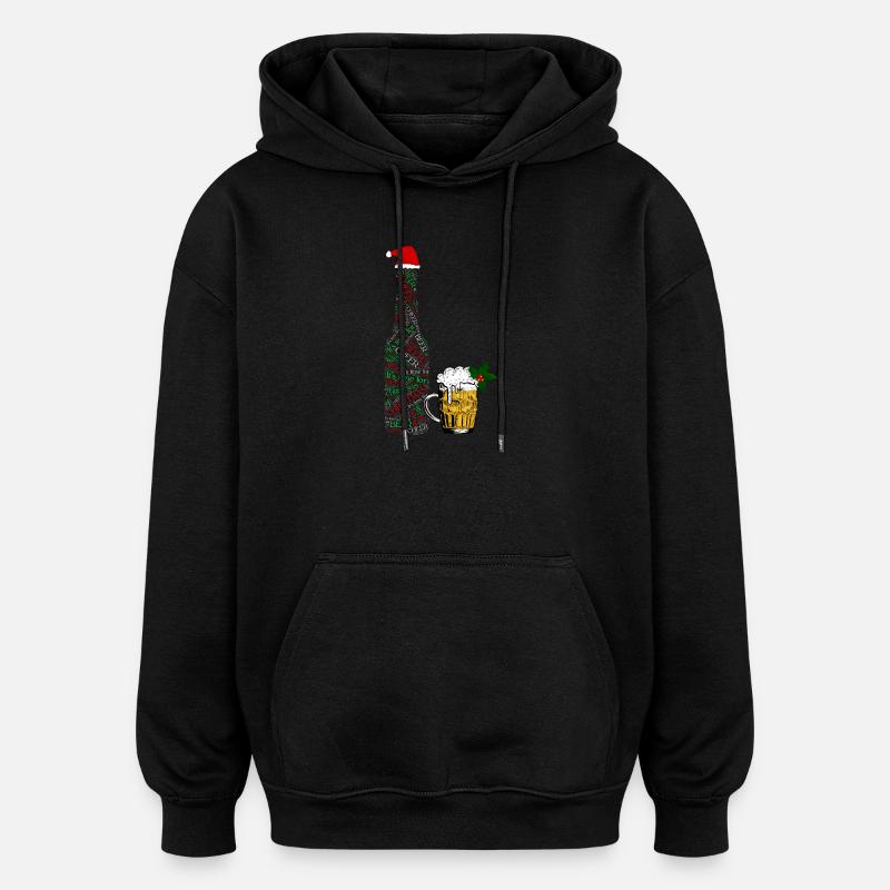 Festive Beer Bottle - Oversized Unisex Hoodie - black