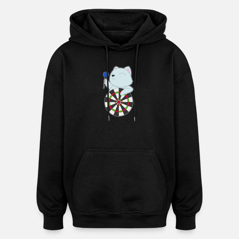 Cible de fléchettes pour chat - Sweat à capuche oversize unisexe - noir