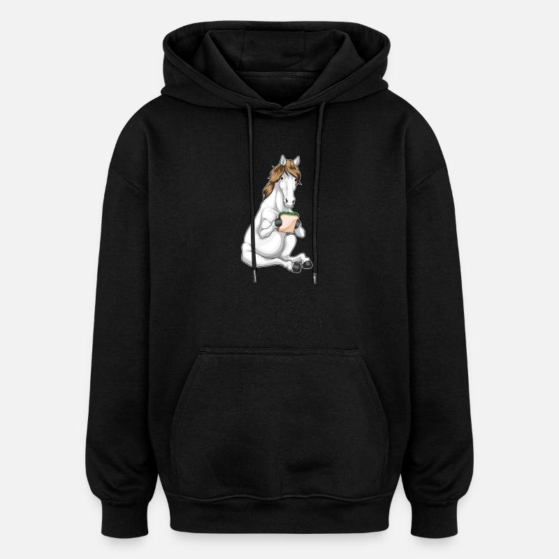 Sandwich au cheval - Sweat à capuche oversize unisexe - noir