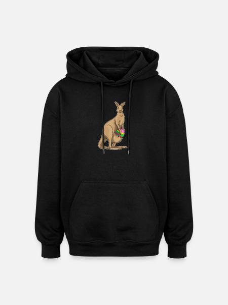 Oeuf de Pâques Kangourou - Sweat à capuche oversize unisexe - noir