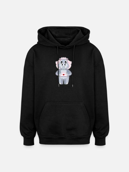 Hippopotamus Bridal Letter Wedding - Oversized Unisex Hoodie - black