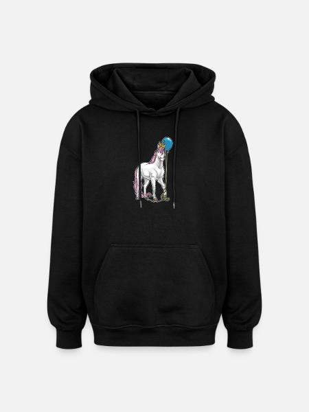 Einhorn Luftballon - Oversized Unisex Hoodie - Schwarz
