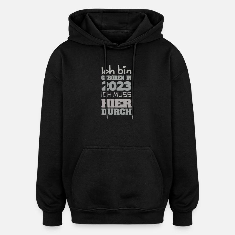 Né en 2023 Commencez - Sweat à capuche oversize unisexe - noir