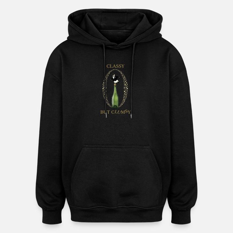 Classy Clumsy Pinguin - Oversized Unisex Hoodie - Schwarz