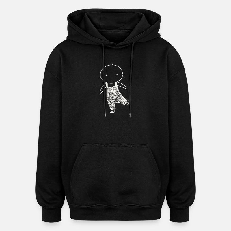 Petit Gribouillis en Salopette - Sweat à capuche oversize unisexe - noir