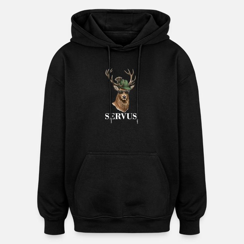 Deer Deer Servus - Oversized Unisex Hoodie - black