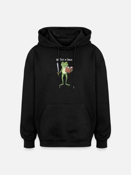 Dawn Quest Frog with Book - Oversized Unisex Hoodie - black