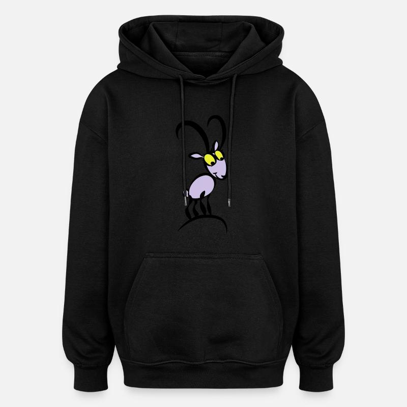 Steinbocky - Oversized Unisex Hoodie - Schwarz