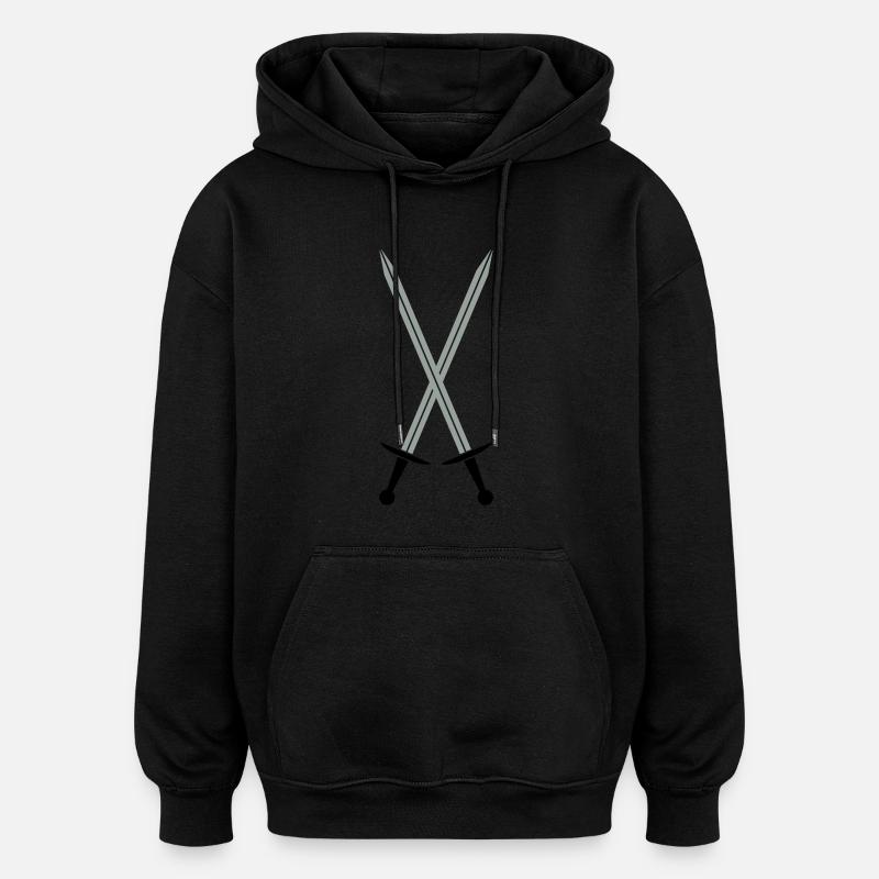 Épées croisées - Sweat à capuche oversize unisexe - noir