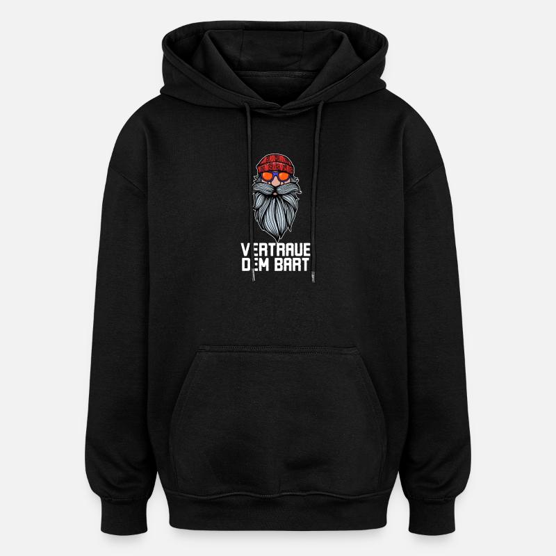 Humorvoll Bart Ziegenbart Statement Bartfrisur - Oversized Unisex Hoodie - Schwarz