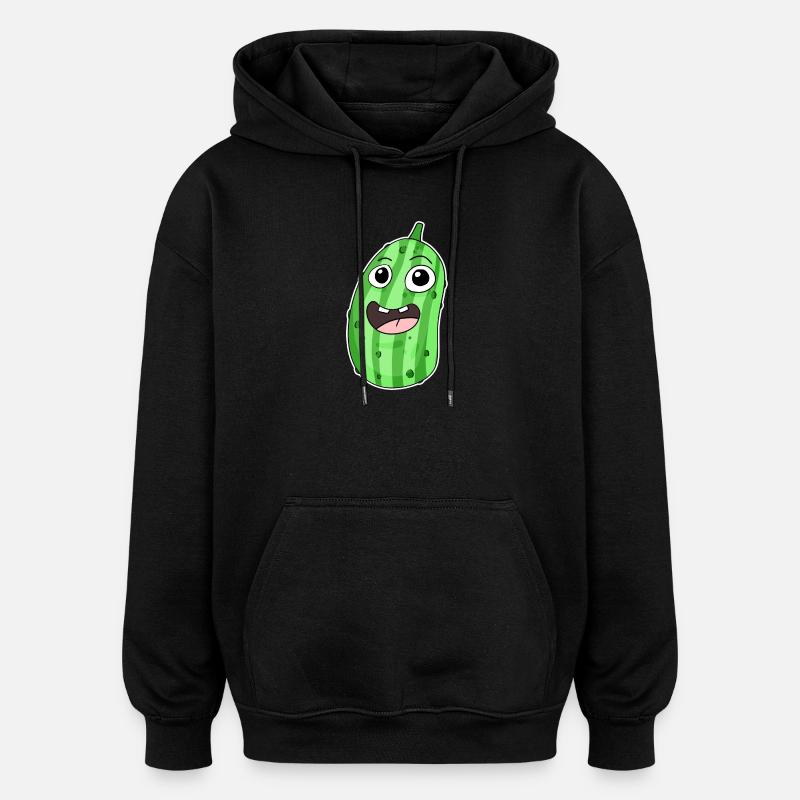 Motif concombre - Sweat à capuche oversize unisexe - noir