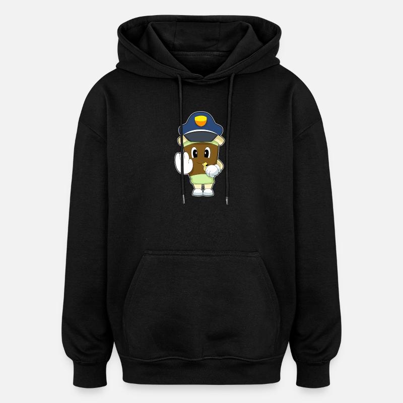 Café Policier Sifflet Police - Sweat à capuche oversize unisexe - noir