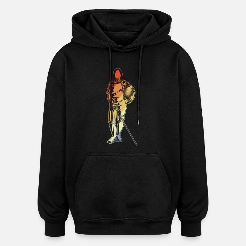 Fechten Mädchen Zeichnung - Oversized Unisex Hoodie - Schwarz