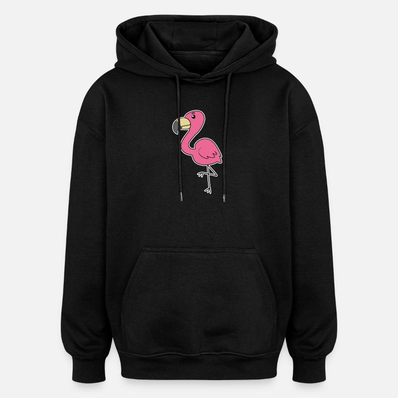 Flamingo - Oversized Unisex Hoodie - Schwarz