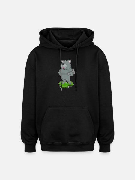 Dog Bodybuilder Dumbbell Bodybuilding - Oversized Unisex Hoodie - black