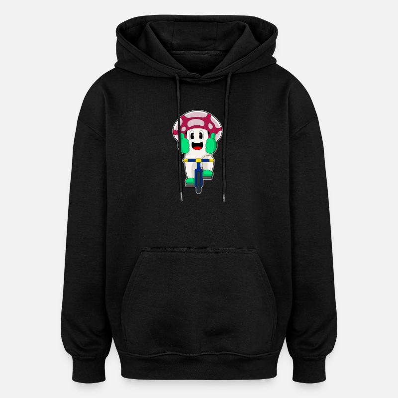 Vélo champignon - Sweat à capuche oversize unisexe - noir