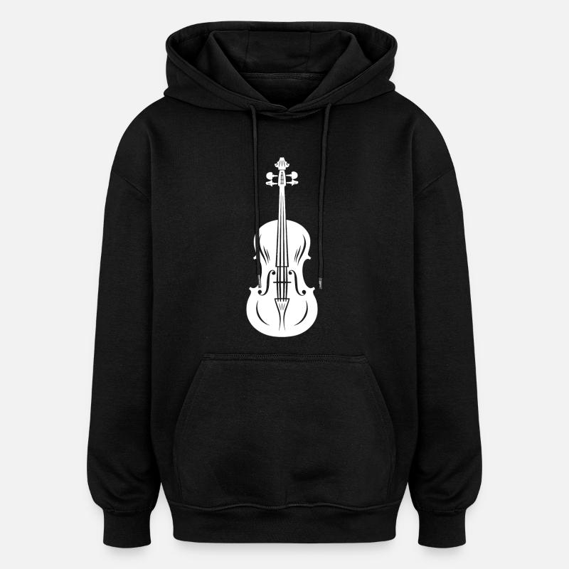 Dessin de violon - Sweat à capuche oversize unisexe - noir