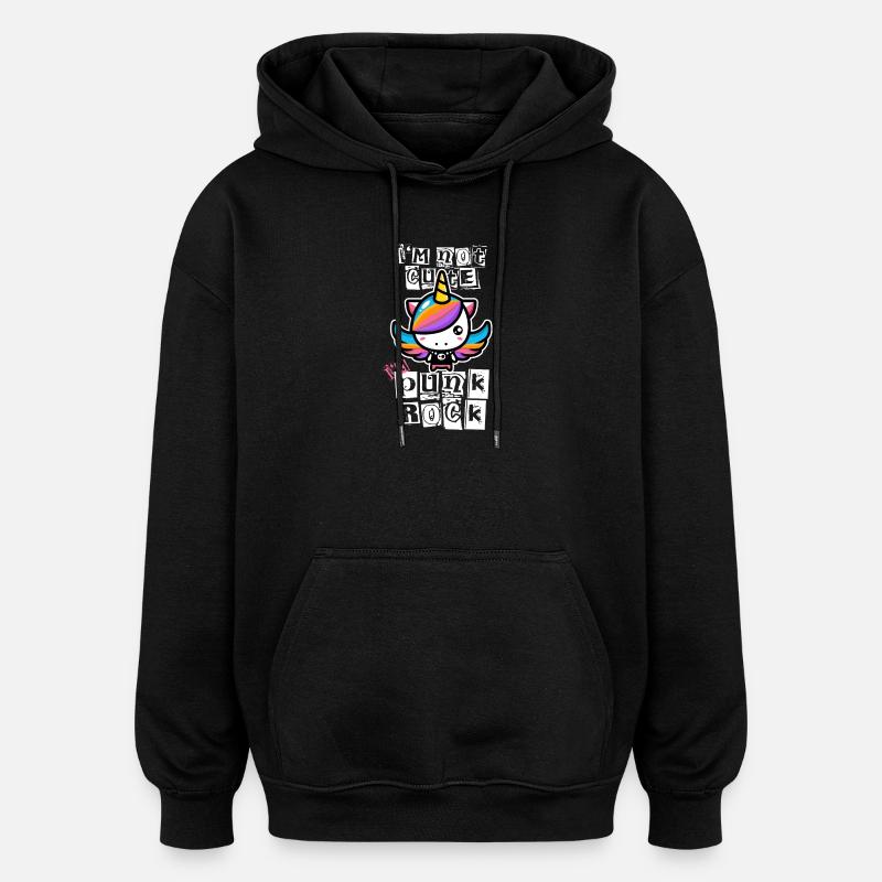 Licorne Punk Rock - Sweat à capuche oversize unisexe - noir