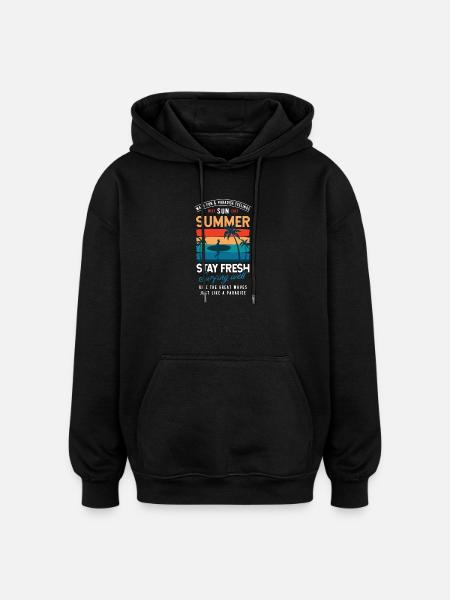 Summer Stay Fresh Surfing Vibes Graphic - Oversized Unisex Hoodie - black