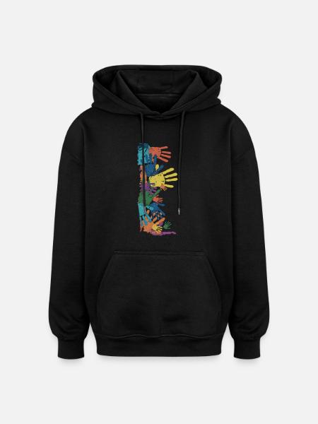 HANDS OF TOUCH - Oversized Unisex Hoodie - black