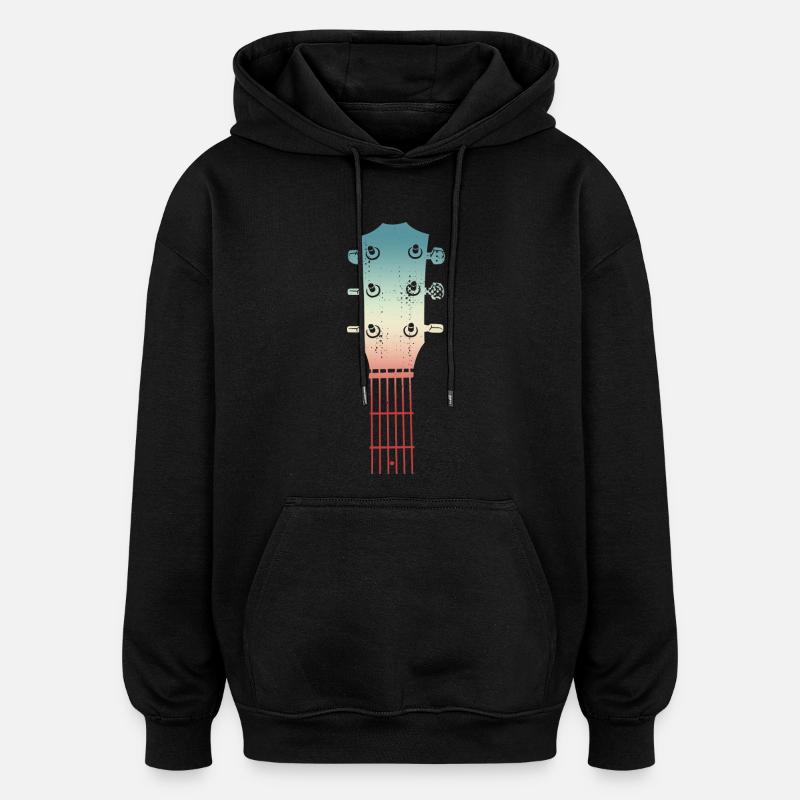 Croquis d’une tête de guitare - Sweat à capuche oversize unisexe - noir