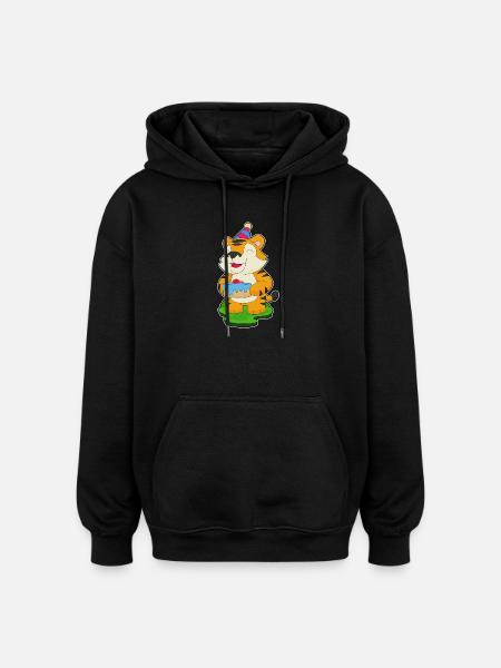 Tiger Birthday Cake - Oversized Unisex Hoodie - black