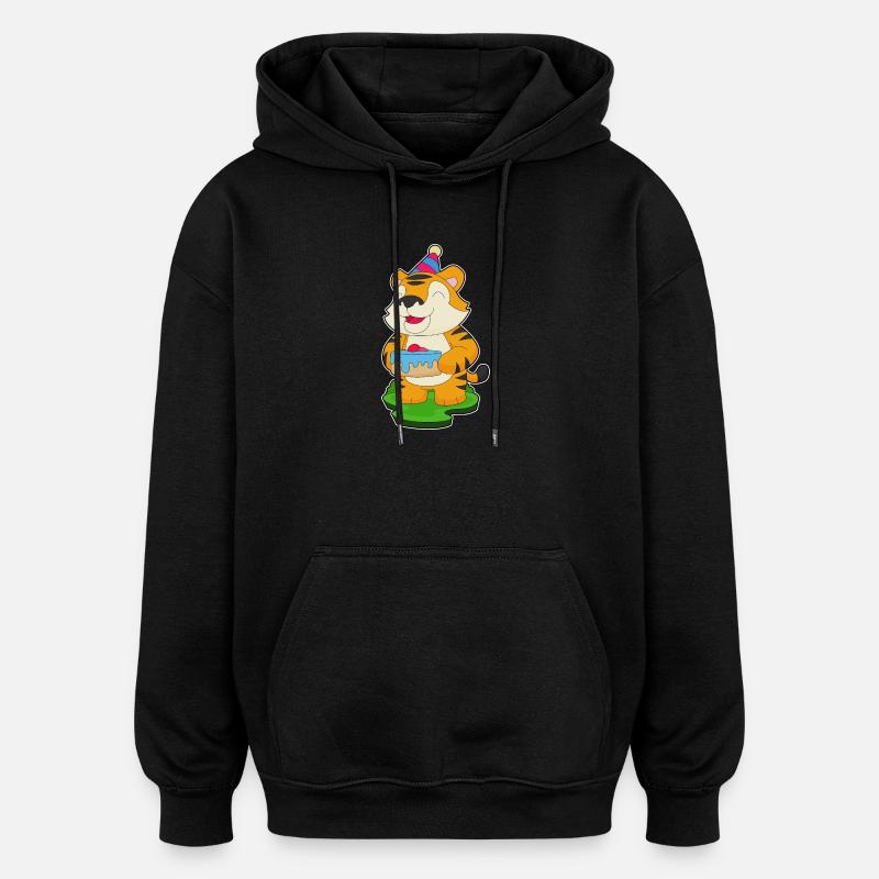 Gâteau d’anniversaire tigre - Sweat à capuche oversize unisexe - noir