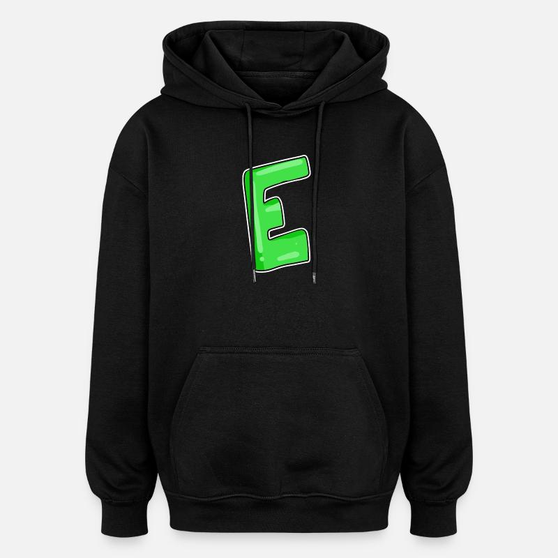 Buchstabe E Anfangsbuchstabe - Oversized Unisex Hoodie - Schwarz