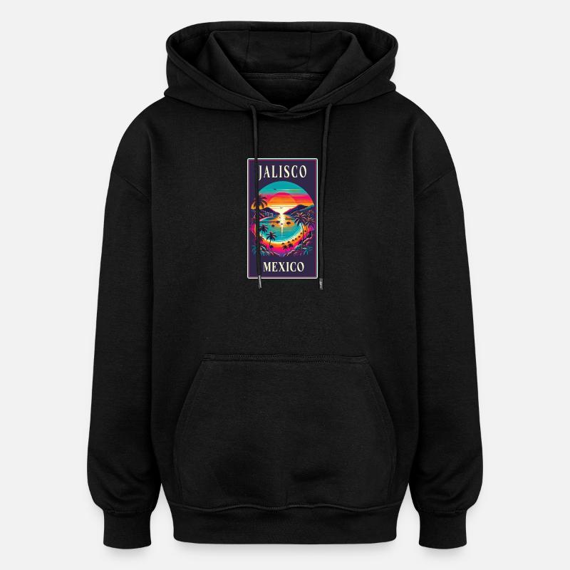 Motif de palmier Jalisco Mexico - Sweat à capuche oversize unisexe - noir