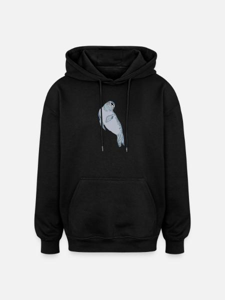 Robbe Seehund - Oversized Unisex Hoodie - Schwarz