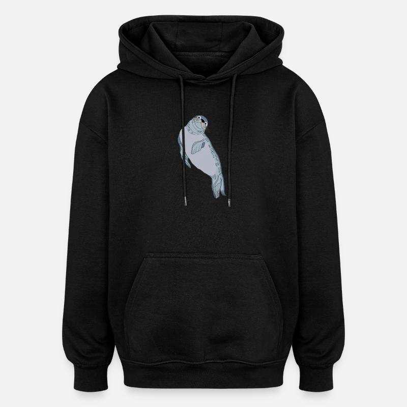 Robbe Seehund - Oversized Unisex Hoodie - Schwarz