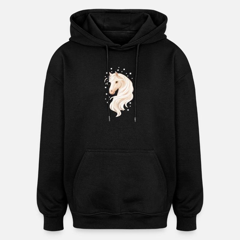Cheval avec des étoiles - Sweat à capuche oversize unisexe - noir