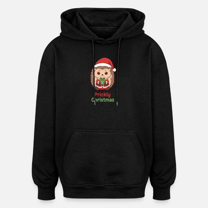 Hérisson de Noël épineux - Sweat à capuche oversize unisexe - noir