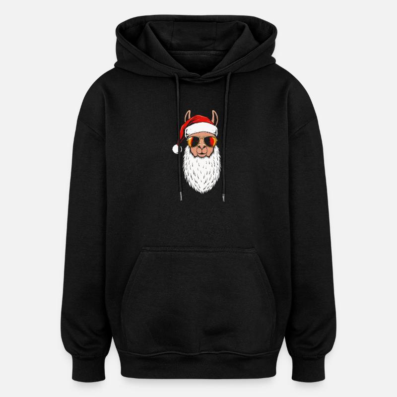 Santa Lama Fun Design Noël - Sweat à capuche oversize unisexe - noir