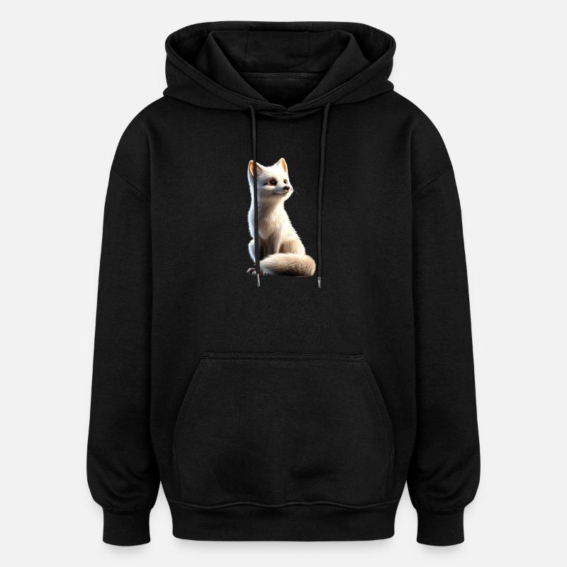 Polarfuchs Schneefuchs Eisfuchs Süßer Weißer Fuchs - Oversized Unisex Hoodie - Schwarz