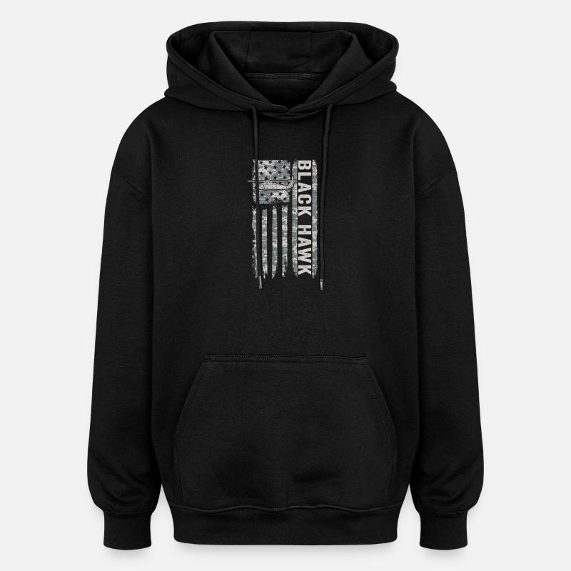Hélicoptère militaire Black Hawk avec American - Sweat à capuche oversize unisexe - noir
