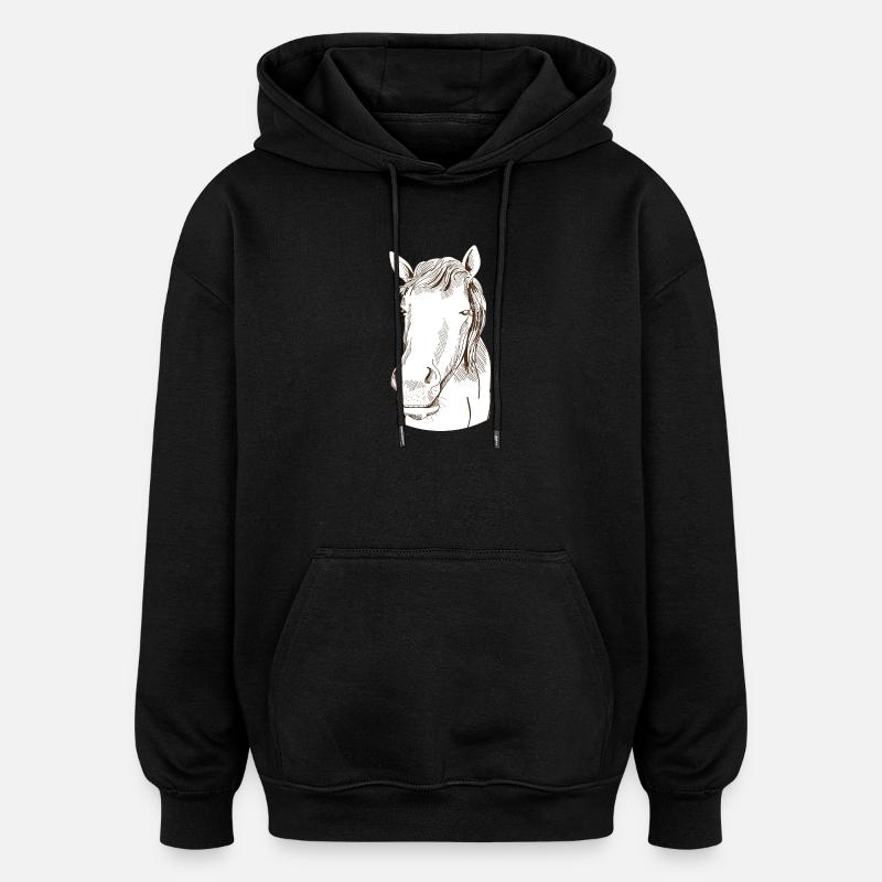 Koń - Bluza z kapturem oversize typu unisex - czarny