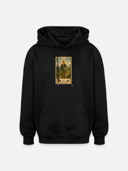 Wanderer | Mountain & Outdoor Tarot - Oversized Unisex Hoodie - black