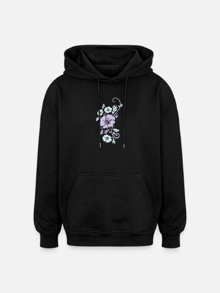 floral - Oversized Unisex Hoodie - black