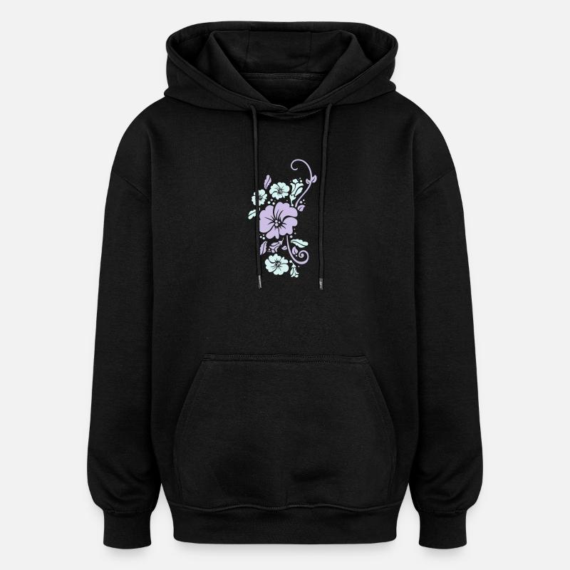 floral - Sweat à capuche oversize unisexe - noir