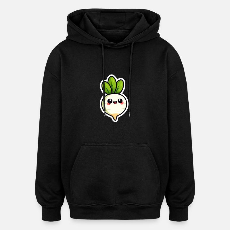 Radis / Légumes - Sweat à capuche oversize unisexe - noir