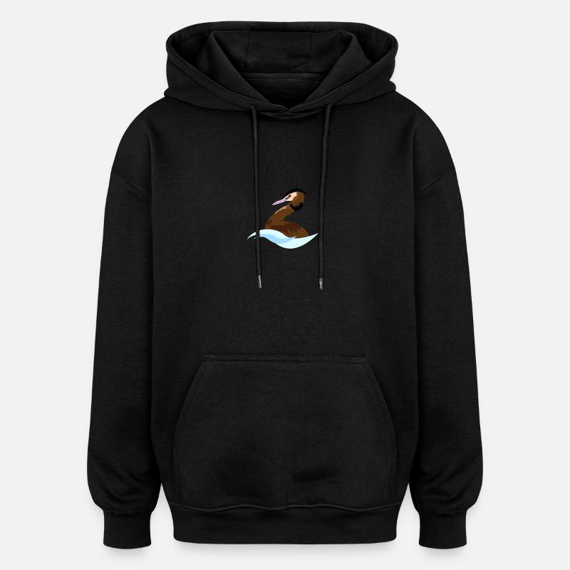 Great Crested Grebe - Oversized Unisex Hoodie - black