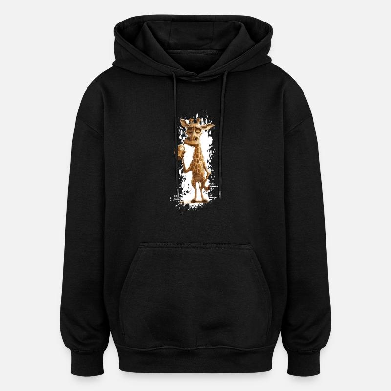 Giraffe Bier Lustig - Oversized Unisex Hoodie - Schwarz