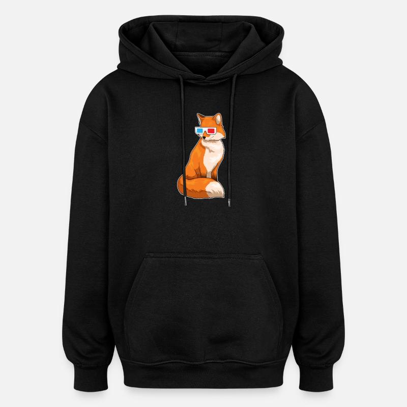 Fuchs Brille - Oversized Unisex Hoodie - Schwarz