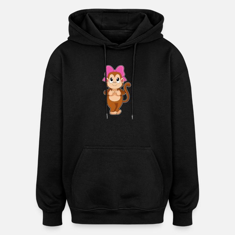 Monkey Bow - Oversized Unisex Hoodie - black
