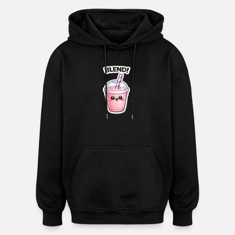 Mélange de tasses de smoothies Kawaii - Sweat à capuche oversize unisexe - noir